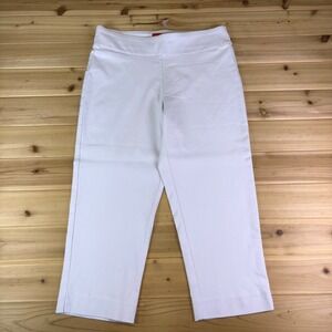 Krazy Larry Capris Womens 6 White Straight Leg Mid Rise Pull On Capri Pants
